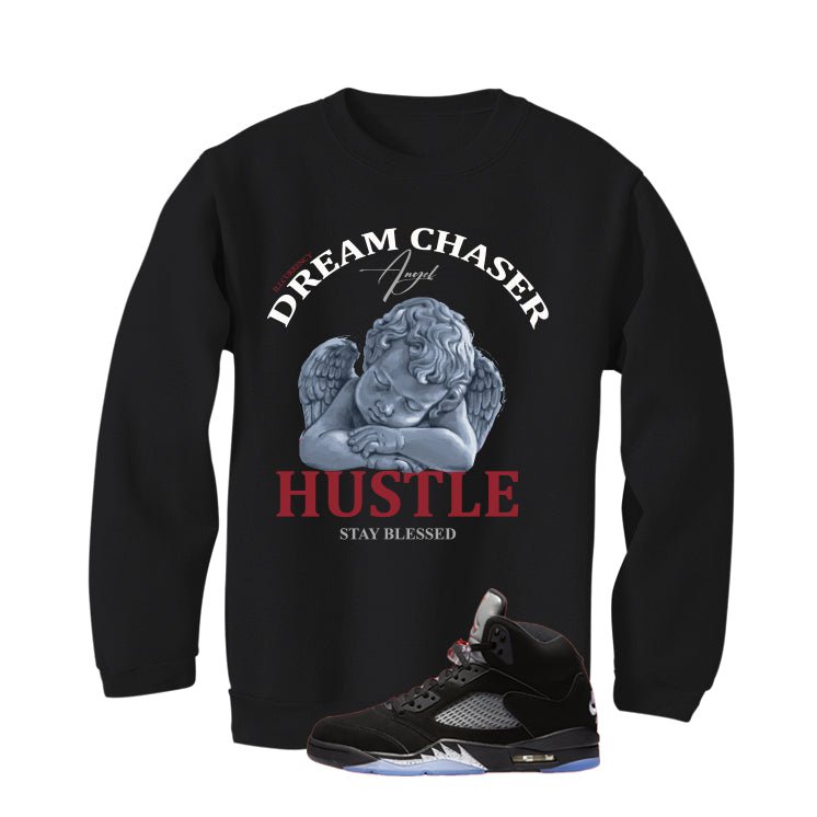 Air Jordan 5 Black Metallic Reimagined Black T-Shirt (Dream Chaser Angel)| illcurrency