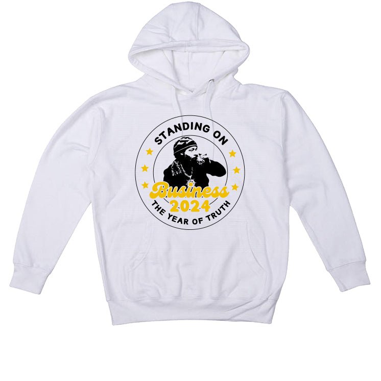 Air Jordan 6 Yellow Ochre | illcurrency White T-Shirt (Standing On Business)