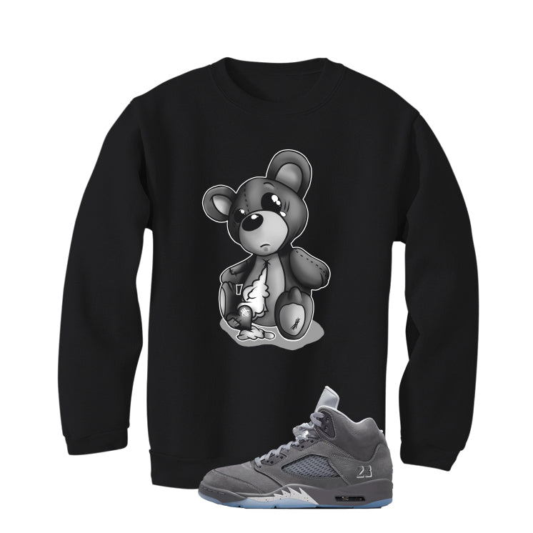 Air Jordan 5 Wolf Grey Matching T-Shirt, Sweatshirts & Hoodies Black T-Shirt (Big Teddy)| illcurrency