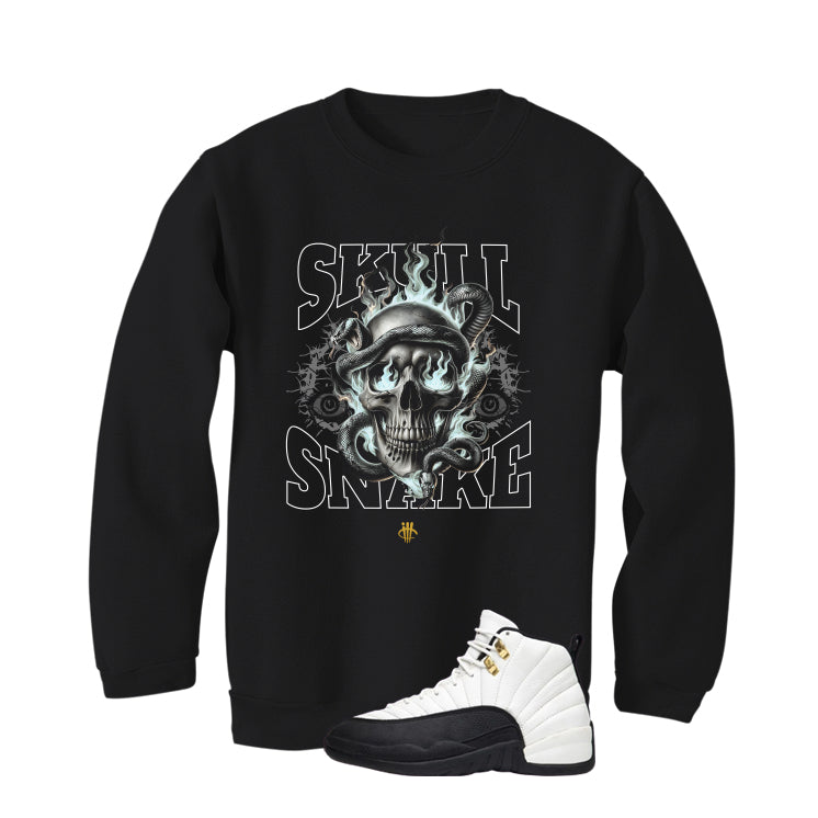 Air Jordan 12 Taxi Matching T-Shirt, Sweatshirts & Hoodies Black T-Shirt (Skull Snake)| illcurrency