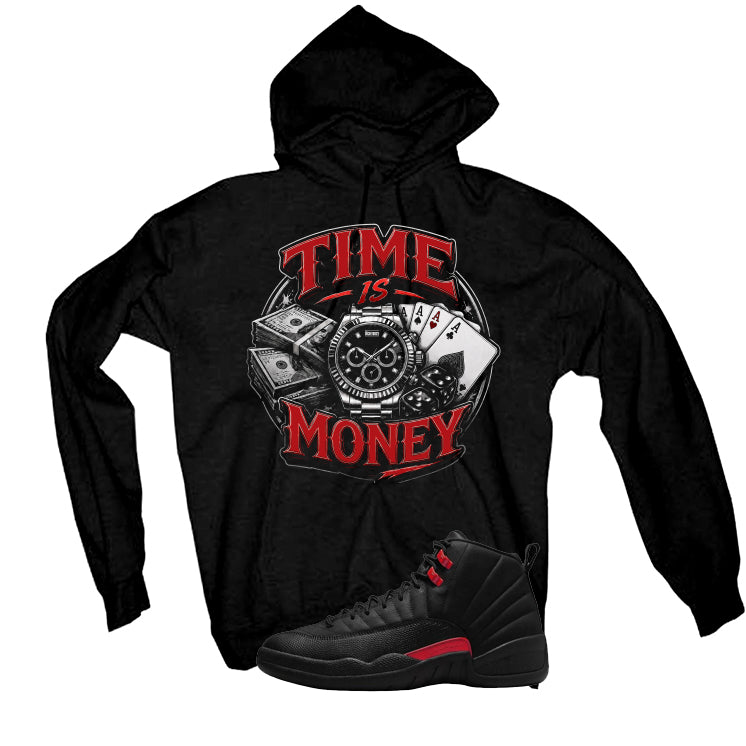 Air Jordan 12 Bloodline Matching T-Shirt, Sweatshirts, & Hoodies Black T-Shirt (Time is Money)| illcurrency
