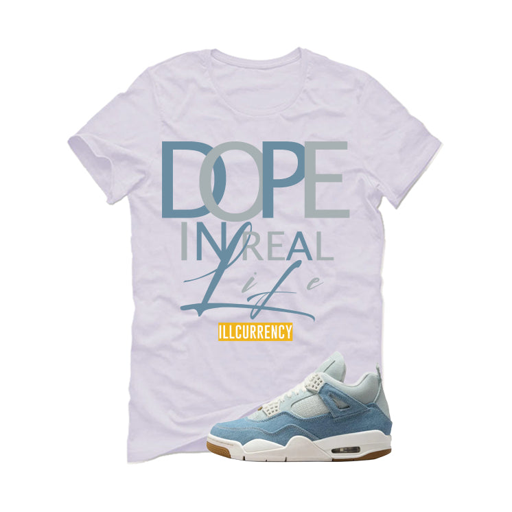 Air Jordan 4 Denim Worn Blue White T-Shirt (DOPE)| illcurrency