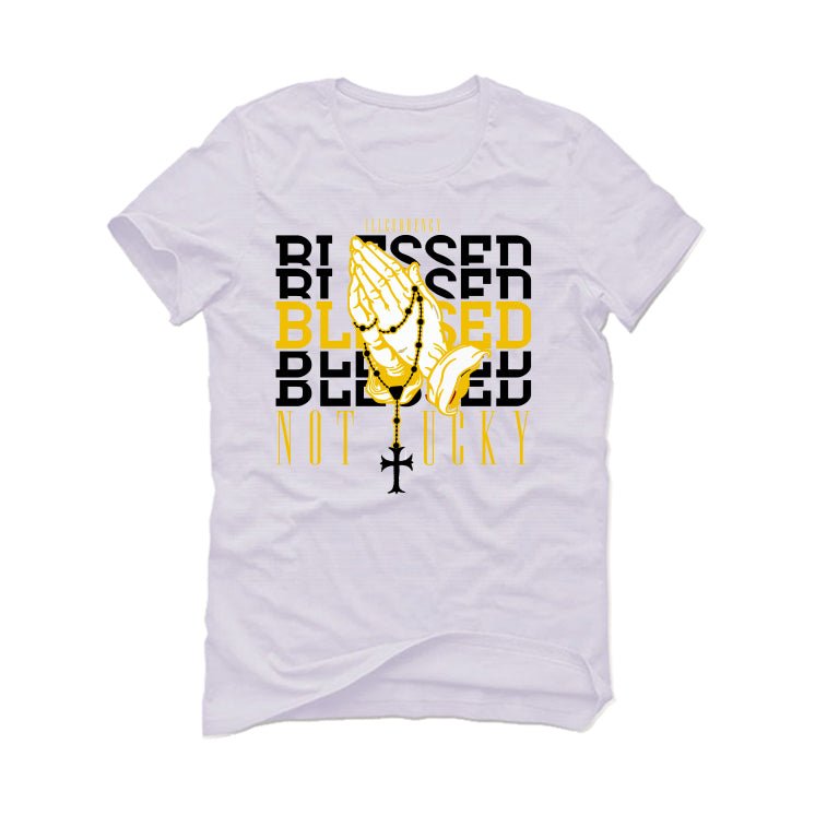 Air Jordan 1 High OG “Yellow Ochre” | illcurrency White T-Shirt (Blessed not lucky)