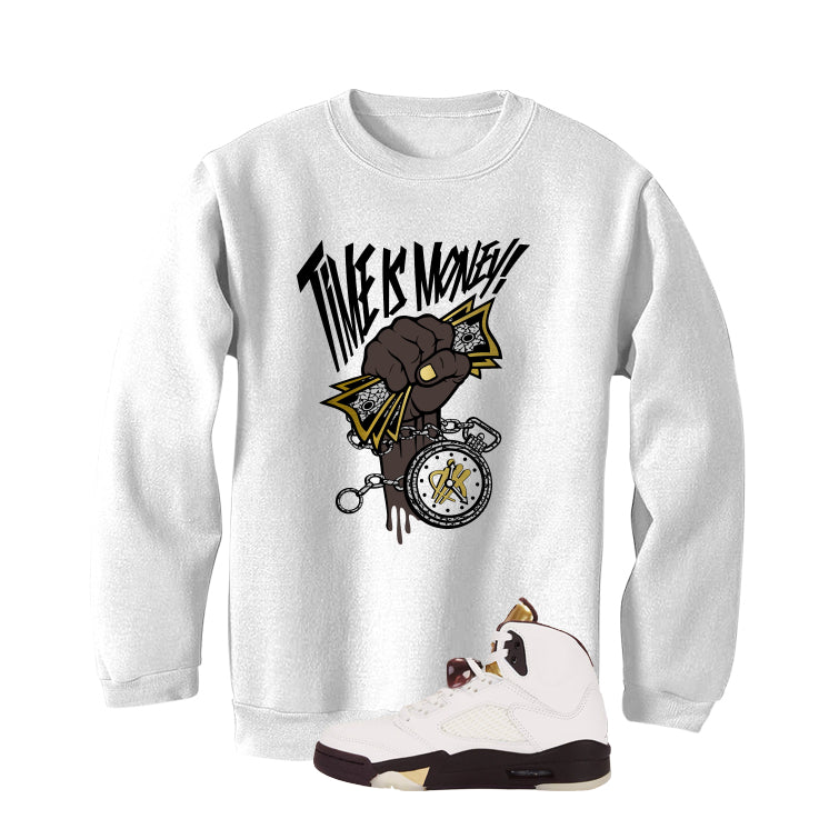 Air Jordan 5 Earth/Metallic Gold White T-Shirt (Time Is Money)| illcurrency