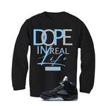 Air Jordan 5 Black/University Blue Matching T-Shirt Black T-Shirt (DOPE)| illcurrency