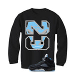 Air Jordan 5 Black/University Blue Matching T-Shirt Black T-Shirt (23)| illcurrency