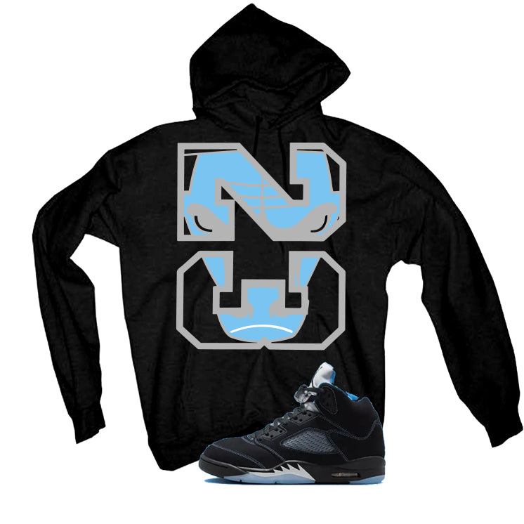 Air Jordan 5 Black/University Blue Matching T-Shirt Black T-Shirt (23)| illcurrency