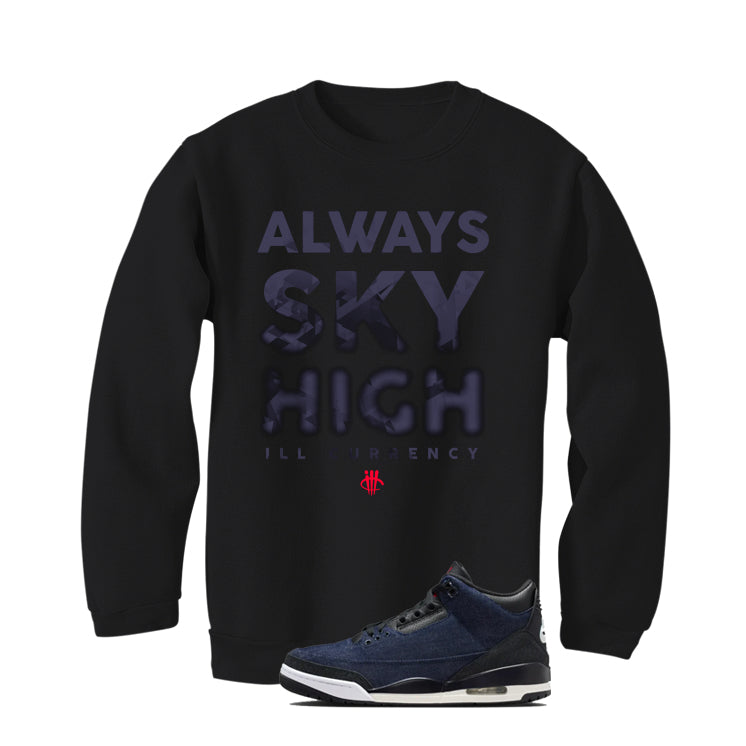 Levi’s x Air Jordan 3 Rigid Matching T-Shirt, Sweatshirts & Hoodies Black T-Shirt (Always Sky High)| illcurrency