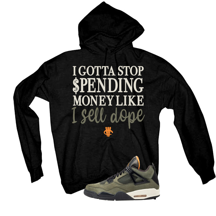Undefeated x Air Jordan 4 Black T-Shirt (Gotta Stop Spending Money)| illcurrency