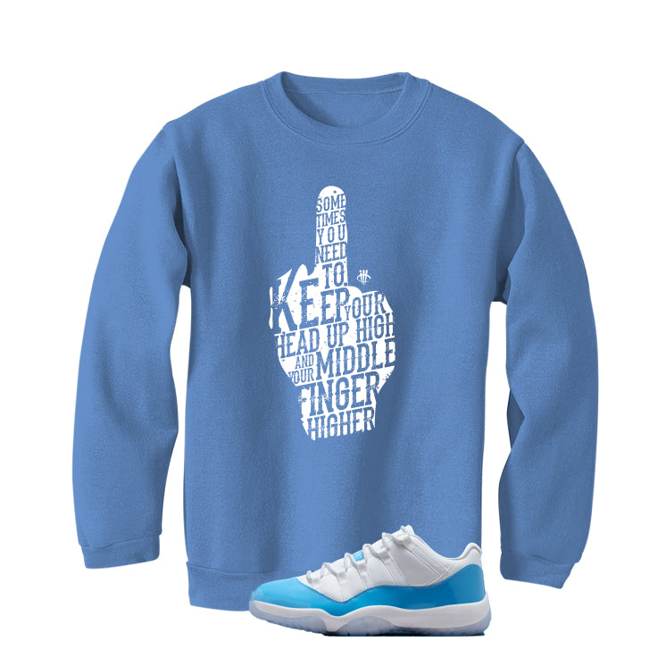 Air Jordan 11 Low University Blue Matching T-Shirt, Sweatshirts & Hoodies Carolina Blue T-Shirt (Middle Finger)| illcurrency