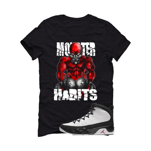 Air Jordan 9 OG Space Jam Matching T-Shirt Black T-Shirt (Monster Habits)| illcurrency