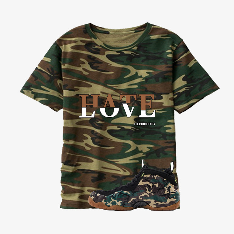 Nike Air Foamposite Pro Camo Matching T-Shirt Hate Love