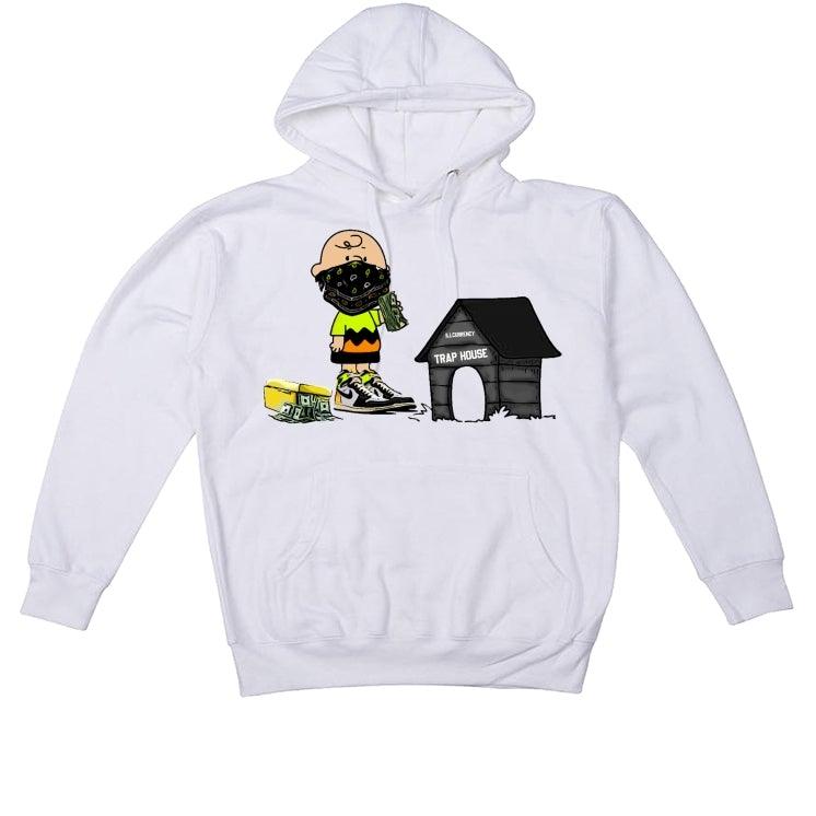 AIR JORDAN 1 HI VOLT GOLD 2021 White T-Shirt (Trap House) - illCurrency Sneaker Matching Apparel