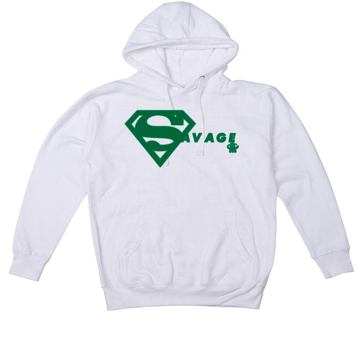 Nike SB x Air Jordan 4 “Pine Green” | illcurrency White T-Shirt (SUPER SAVAGE)