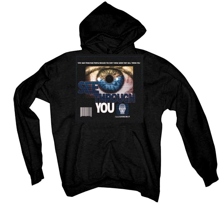 Air Jordan 1 “Dark Marina Blue” Black T-Shirt (EYE, SEE THROUGH YOU) - illCurrency Sneaker Matching Apparel
