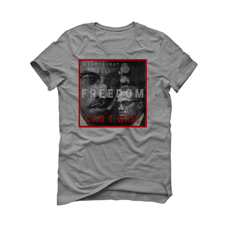 Air Jordan 1 Low “Gym Red/GREY” Grey T-Shirt (FREEDOM CAN'T WAIT) - illCurrency Sneaker Matching Apparel
