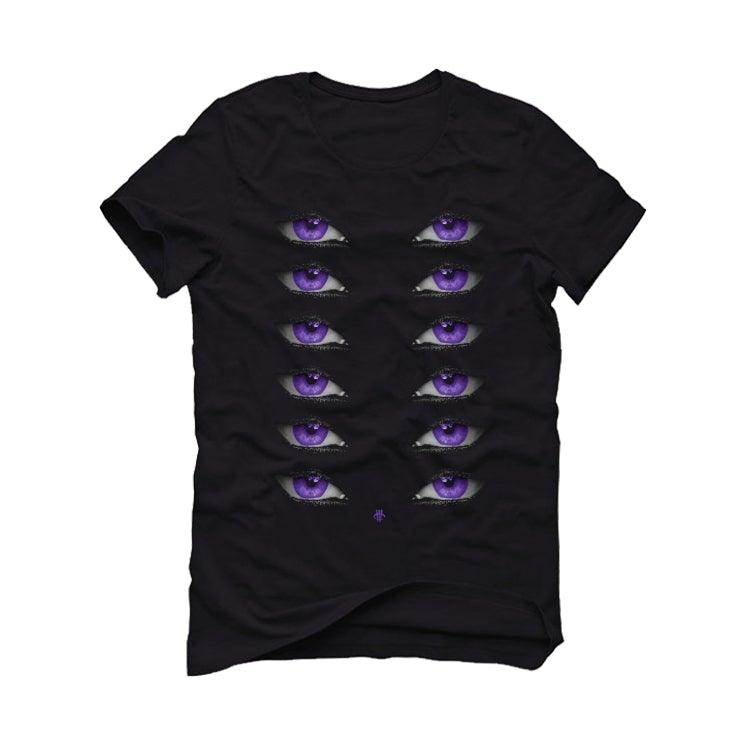 Air Jordan 1 Retro High OG “Court Purple” Black T-Shirt (Eyes) - illCurrency Sneaker Matching Apparel