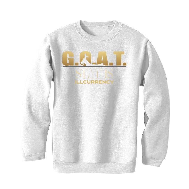 Air Jordan 1 Mid SE “Metallic Gold” 2020 White T-Shirt (GOAT STATUS QUO) - illCurrency Sneaker Matching Apparel