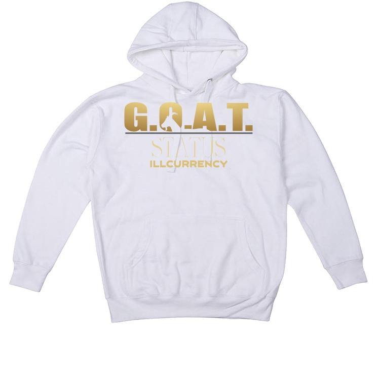 Air Jordan 1 Mid SE “Metallic Gold” 2020 White T-Shirt (GOAT STATUS QUO) - illCurrency Sneaker Matching Apparel