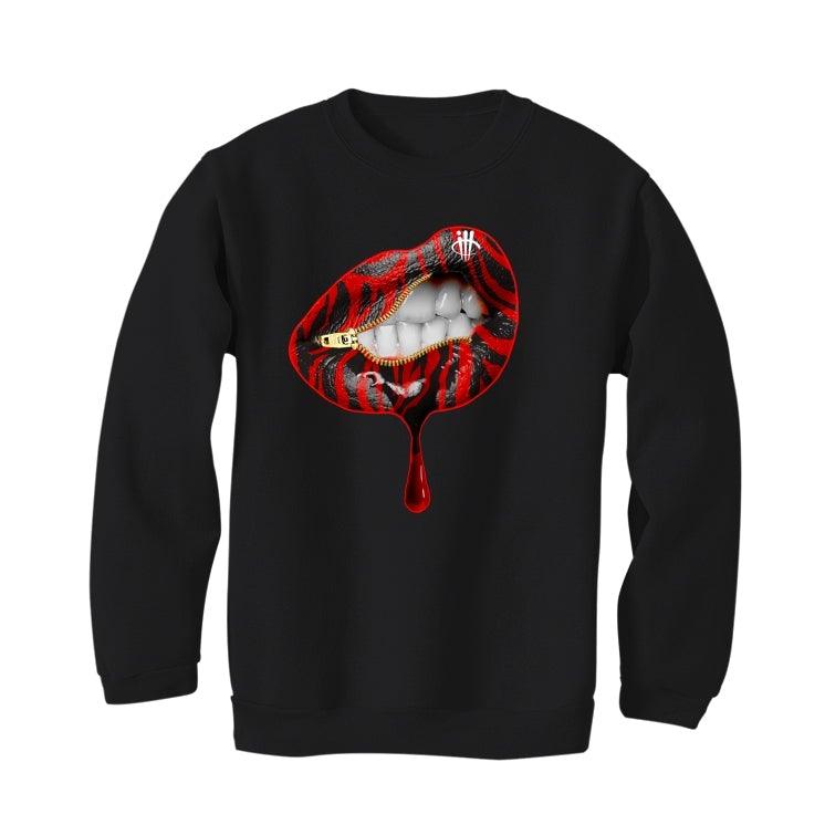 Air Jordan 5 OG Fire Red Silver Tongue 2020 Black T-Shirt (LIPS UNSEALED) - illCurrency Sneaker Matching Apparel