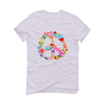 Nike Air More Uptempo "Peace, Love" White T-Shirt (Peace love flower art)