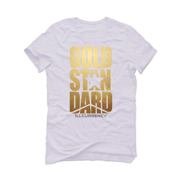 Air Jordan 1 Mid SE “Metallic Gold” 2020 White T-Shirt (GOLD STANDARD) - illCurrency Sneaker Matching Apparel