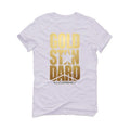 Air Jordan 1 Mid SE “Metallic Gold” 2020 White T-Shirt (GOLD STANDARD) - illCurrency Sneaker Matching Apparel