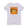 Air Jordan 1 Mid White Laser Orange Deep Royal Blue White T-Shirt (LIPSTICK)