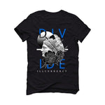 Air Jordan 5 “Racer Blue” Black T-Shirt (Divide) - illCurrency Sneaker Matching Apparel