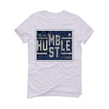 Air Jordan 12 "indigo Stone Blue" White T-Shirt (always hustle) - illCurrency Sneaker Matching Apparel