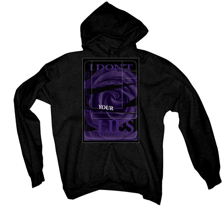 Air Jordan 13 “Court Purple” Black T-Shirt (I DON'T BELIEVE YOUR LIES) - illCurrency Sneaker Matching Apparel