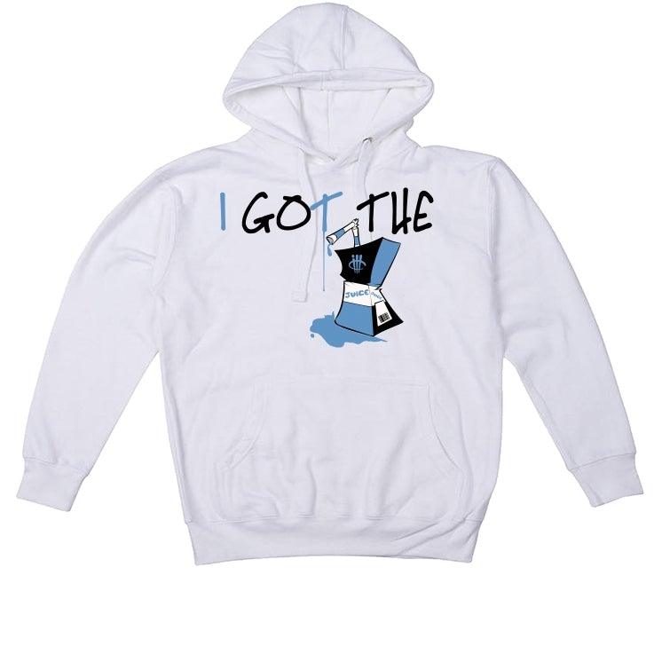 Air Jordan 9 University Blue 2020 White T-Shirt (I got the juice) - illCurrency Sneaker Matching Apparel