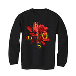 Air Jordan 5 RED AND YELLOW 2020 Black T-Shirt (Roses) - illCurrency Sneaker Matching Apparel