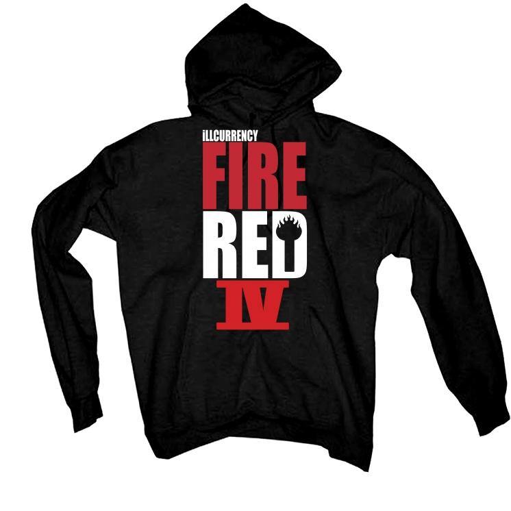Jordan 4 Retro Fire Red (2020) Black T-Shirt (fire red) - illCurrency Sneaker Matching Apparel